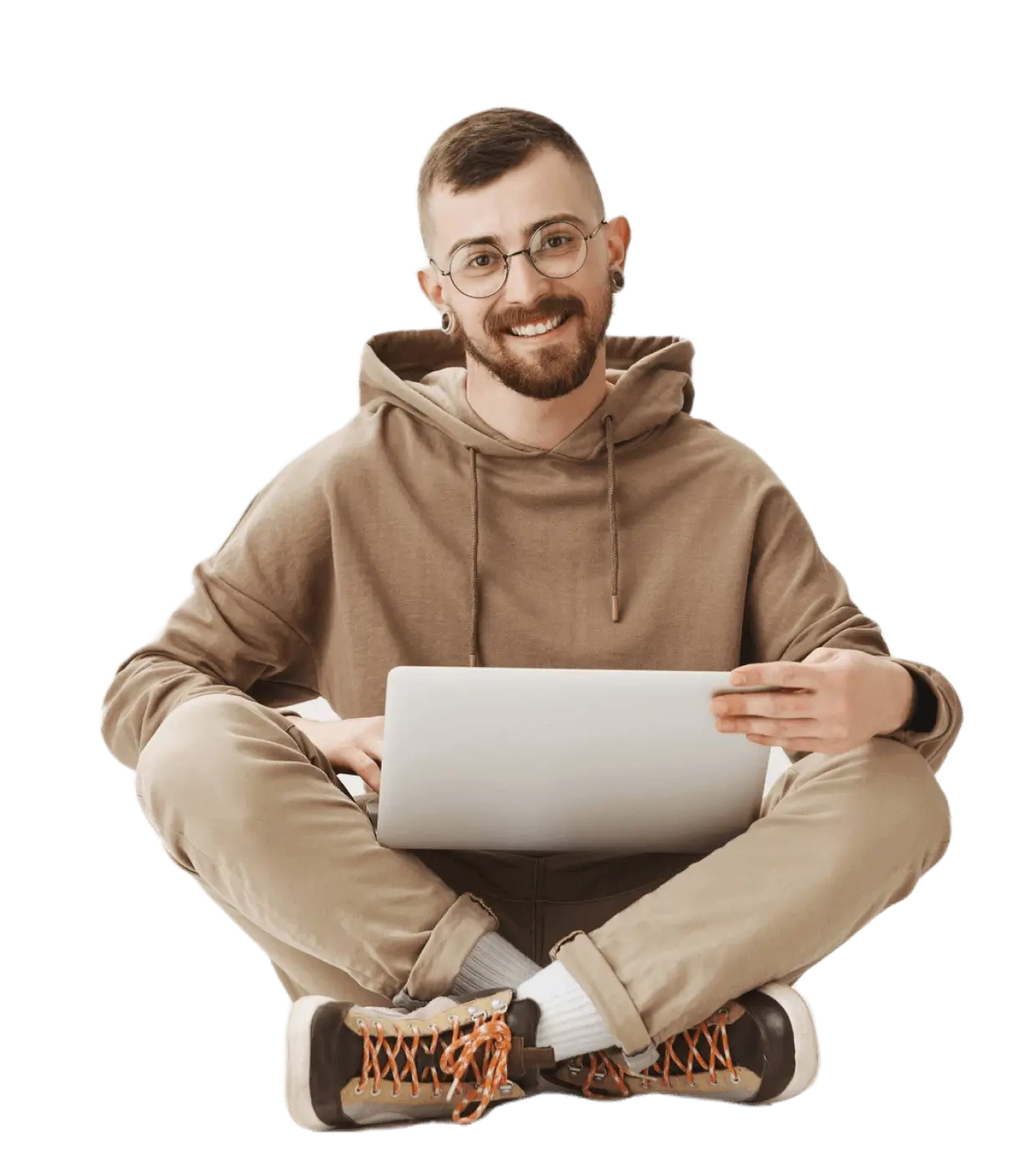Developer with laptop smile