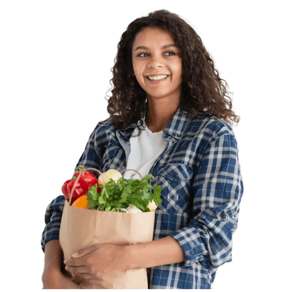 woman with grocery